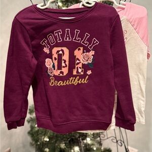 2 Long Sleeved Shirt/Sweatshirt/Kids Burgundy Sweatshirt - Totally Beautiful